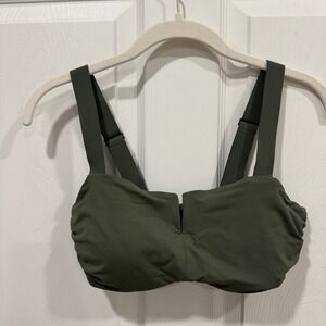 Athleta Olive Green Ribbed Scoop Neck‎ Adjustable Strap Bra Top 32D/DD